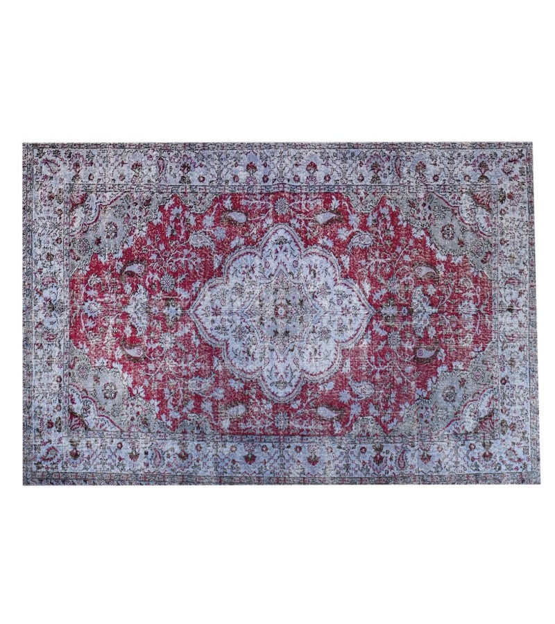 6x10 purple rug , handmade wool rug , 6'3x9'8 distressed rug , turkish area rug , living room rug , faded rug , muted rug , 190x293 cm
