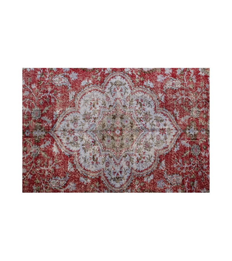 6x10 purple rug , handmade wool rug , 6'3x9'8 distressed rug , turkish area rug , living room rug , faded rug , muted rug , 190x293 cm