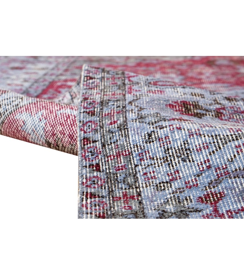 6x10 purple rug , handmade wool rug , 6'3x9'8 distressed rug , turkish area rug , living room rug , faded rug , muted rug , 190x293 cm