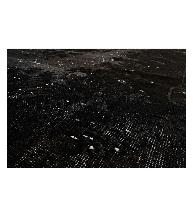 6x10 black rug , handmade wool rug , turkish distressed rug , 6'1x9'11 home decor vintage rug , 185x301 cm