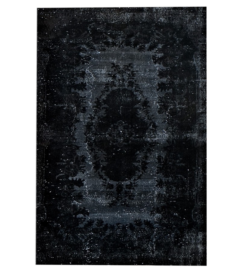 6x10 black rug , handmade wool rug , turkish distressed rug , 6'1x9'11 home decor vintage rug , 185x301 cm