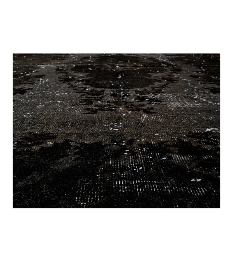 6x10 black rug , handmade wool rug , turkish distressed rug , 6'1x9'11 home decor vintage rug , 185x301 cm