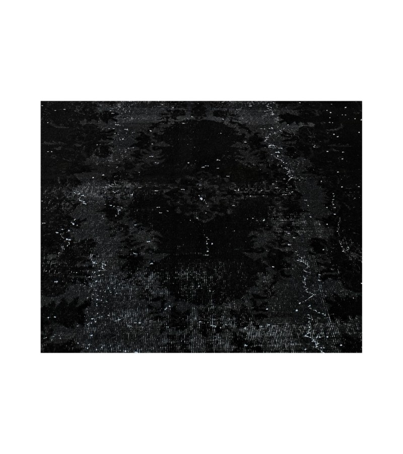 6x10 black rug , handmade wool rug , turkish distressed rug , 6'1x9'11 home decor vintage rug , 185x301 cm