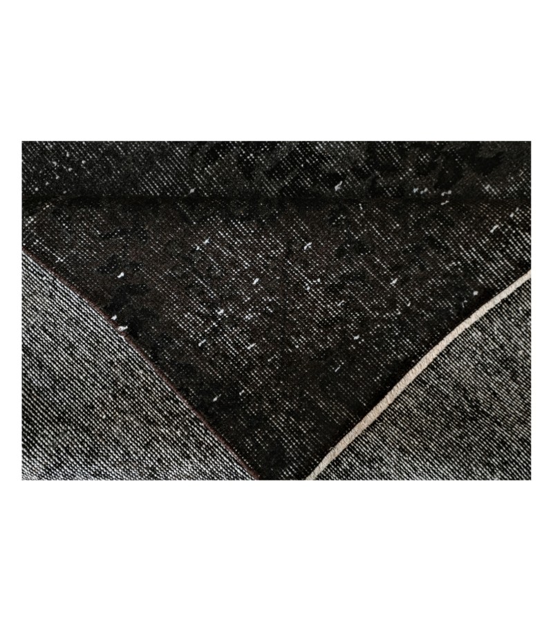 6x10 black rug , handmade wool rug , turkish distressed rug , 6'1x9'11 home decor vintage rug , 185x301 cm