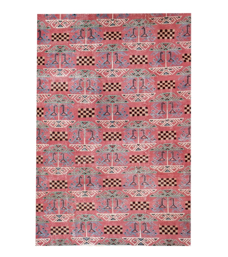 6x9 wool rug , ethnic anatolian motifs , 6'x9'4'' Turkish Anatolian Rug , antique handmade rug , perfect condition , 185x287 cm