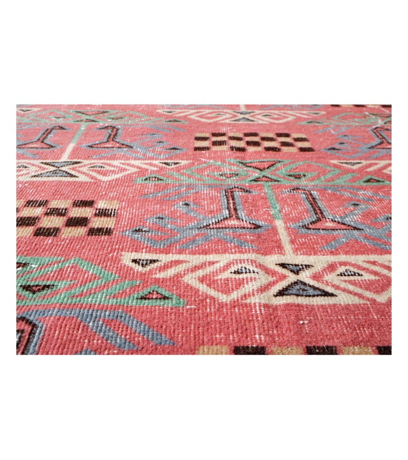 6x9 wool rug , ethnic anatolian motifs , 6'x9'4'' Turkish Anatolian Rug , antique handmade rug , perfect condition , 185x287 cm