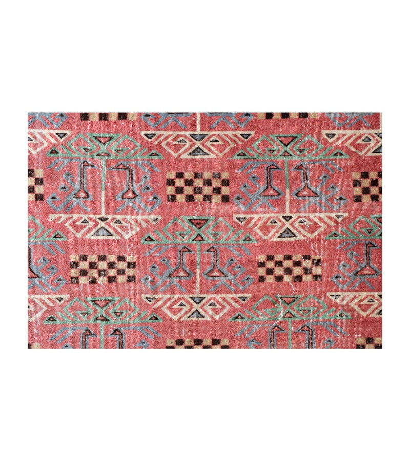 6x9 wool rug , ethnic anatolian motifs , 6'x9'4'' Turkish Anatolian Rug , antique handmade rug , perfect condition , 185x287 cm