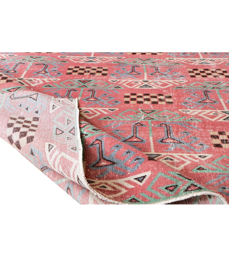 6x9 wool rug , ethnic anatolian motifs , 6'x9'4'' Turkish Anatolian Rug , antique handmade rug , perfect condition , 185x287 cm