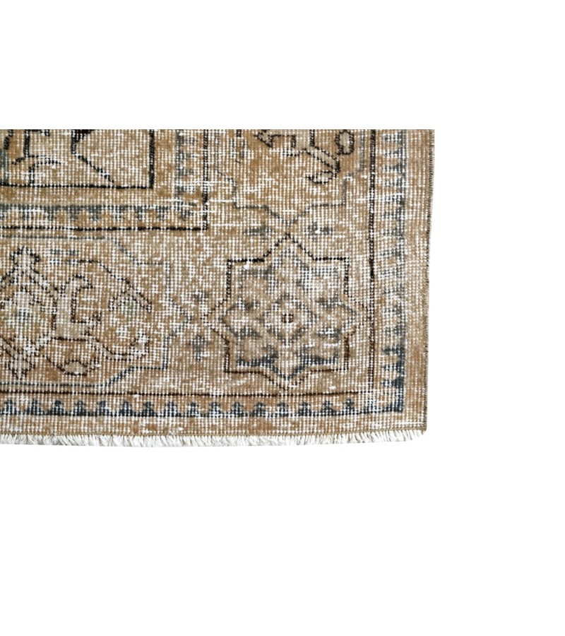 7x10 oversize oushak rug , beige wool rug , antique living room rug , turkish distressed rug , muted color rug , gift for her , 225x312 cm