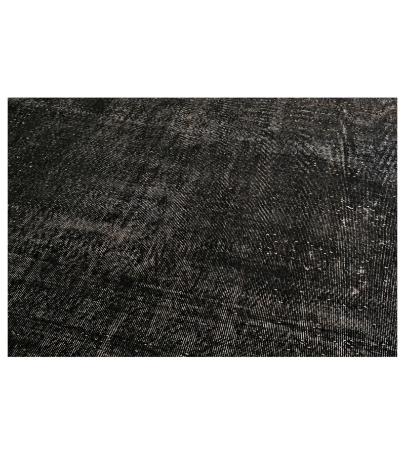 7x11 black deco rug , turkish distressed rug , handmade wool rug 6'7x10'8 , Rug For Bedroom , Bedroom Rug , Rugs For Living Room , 205x330