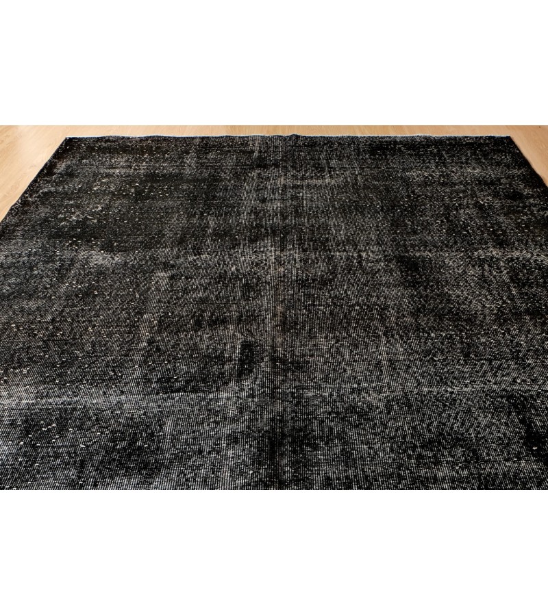 7x11 black deco rug , turkish distressed rug , handmade wool rug 6'7x10'8 , Rug For Bedroom , Bedroom Rug , Rugs For Living Room , 205x330
