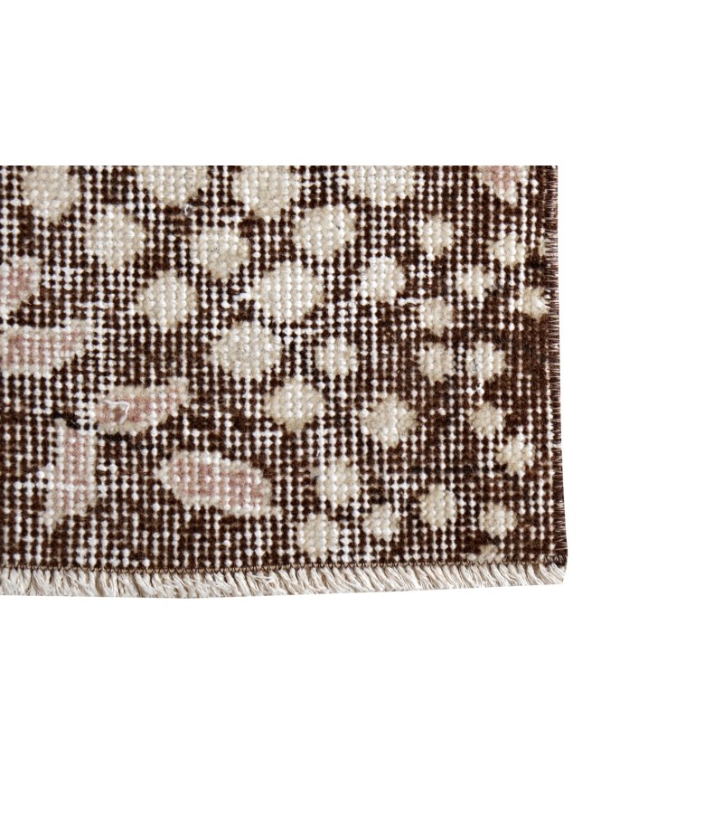 6x10 beige in brown rug , handmade wool rug , distressed rug , anatolian turkish rug , living room rug 6'4x10'3 , 193x312 cm