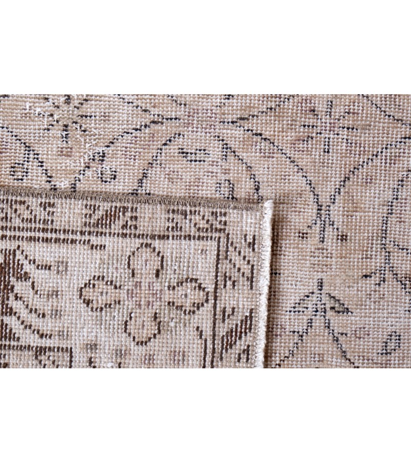 7x10 beige rug , living room rug , 6'7x10 handmade wool rug , turkish distressed rug , hand knotted rug , 205x305 cm