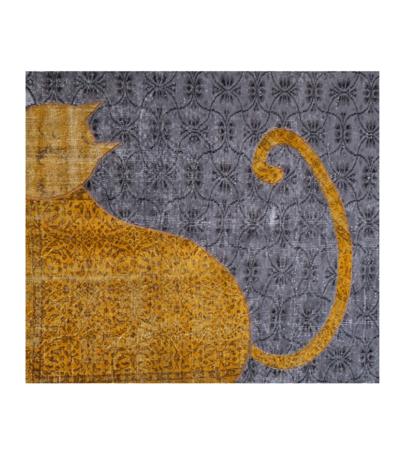 5x8 cat pattern carpet , custom handmade work , handmade wool rug , unique beauty , decoration work , custom made to order , 152x254 cm