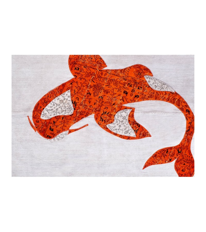 5'7x6'9 mustache fish , custom handmade work , hemp rug , unique beauty , decoration work , custom made to order , 175x213 cm