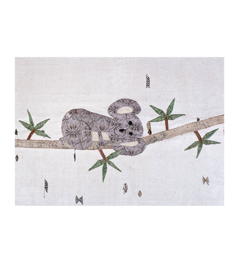 5'2x7'5 koala patterned carpet , custom handmade work , hemp rug , unique beauty , decoration work , custom made to order , 160x230 cm