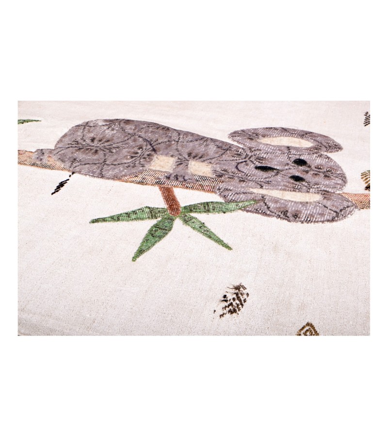 5'2x7'5 koala patterned carpet , custom handmade work , hemp rug , unique beauty , decoration work , custom made to order , 160x230 cm