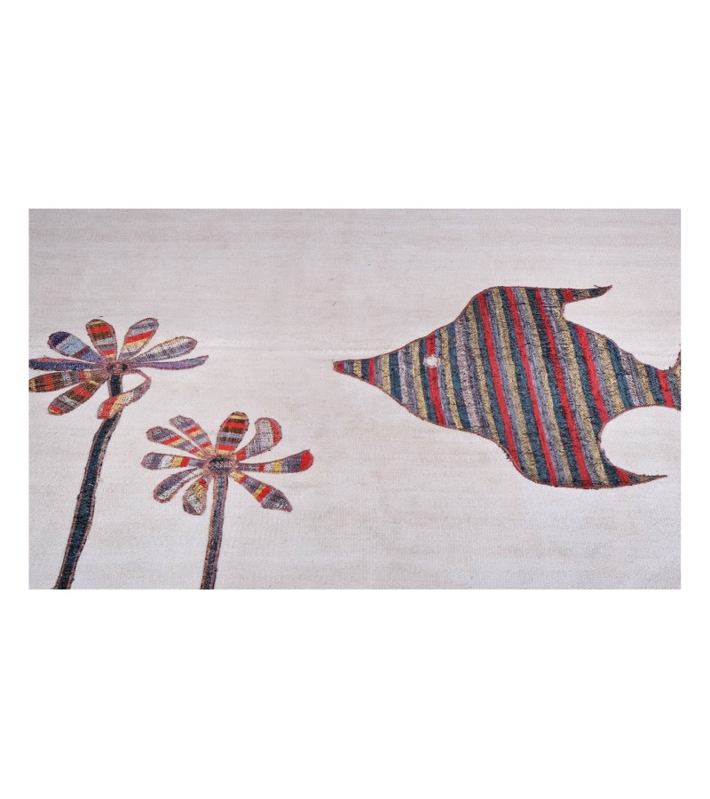 5'5x7'4 fish pattern carpet , custom handmade work , hemp rug , unique beauty , decoration work , custom made to order , 170x227 cm