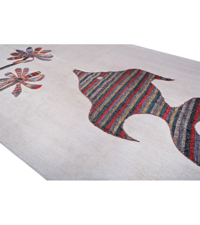 5'5x7'4 fish pattern carpet , custom handmade work , hemp rug , unique beauty , decoration work , custom made to order , 170x227 cm
