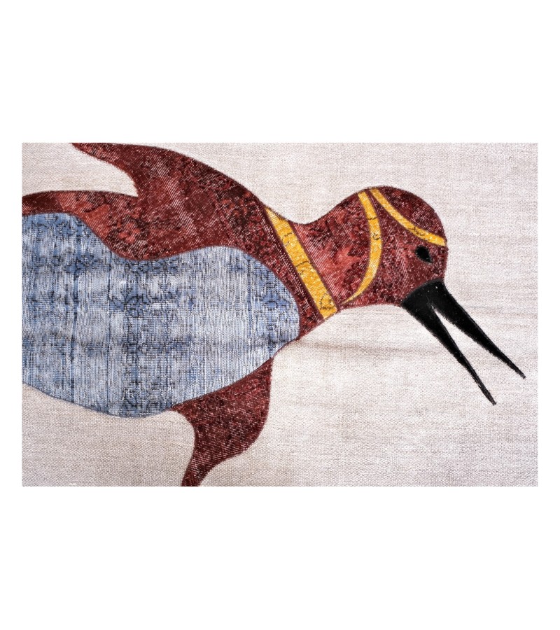 4x7 penguin pattern carpet , custom handmade work , hemp rug , unique beauty , decoration work , custom made to order , 130x225 cm