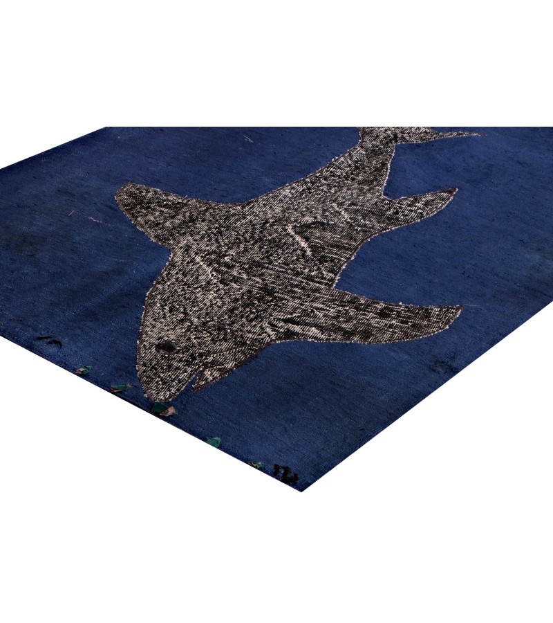 4'4x6'3 shark pattern carpet , custom handmade work , hemp in wool rug , unique beauty, decoration work , custom made to order , 135x195 cm