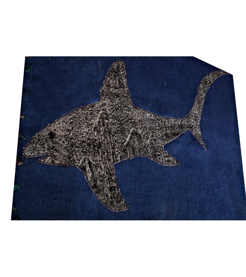 4'4x6'3 shark pattern carpet , custom handmade work , hemp in wool rug , unique beauty, decoration work , custom made to order , 135x195 cm
