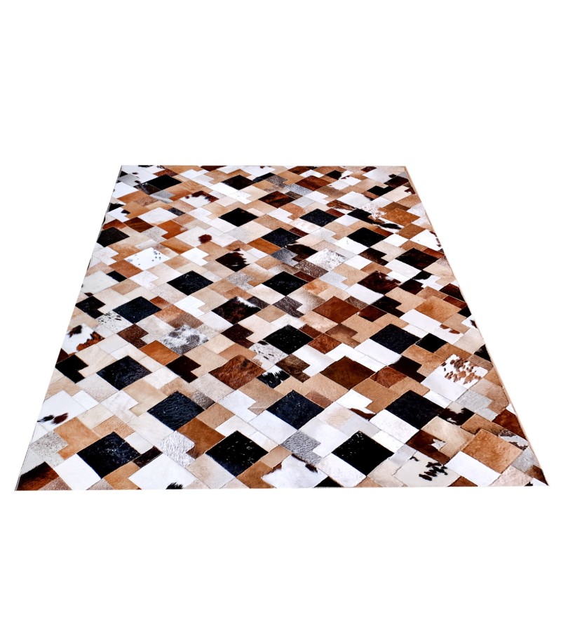 5x8 Handmade Natural Cowhide Rug / Real Hair-on Leather Patchwork Carpet / Home Decor Area Rug / Hallway or Door Runner / Interior Floor Rug