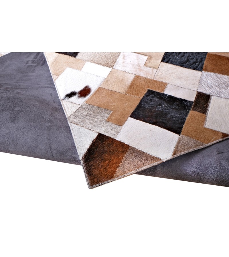 5x8 Handmade Natural Cowhide Rug / Real Hair-on Leather Patchwork Carpet / Home Decor Area Rug / Hallway or Door Runner / Interior Floor Rug