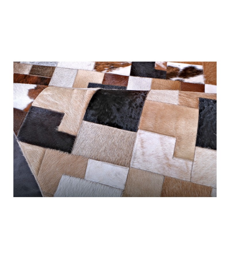 5x8 Handmade Natural Cowhide Rug / Real Hair-on Leather Patchwork Carpet / Home Decor Area Rug / Hallway or Door Runner / Interior Floor Rug