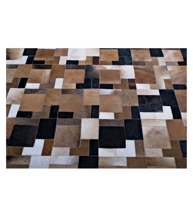5x8 Handmade Natural Cowhide Rug / Real Hair-on Leather Patchwork Carpet / Home Decor Area Rug / Hallway or Door Runner / Interior Floor Rug