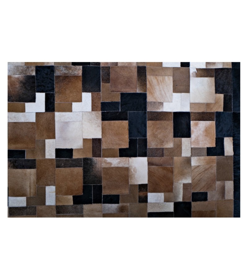 5x8 Handmade Natural Cowhide Rug / Real Hair-on Leather Patchwork Carpet / Home Decor Area Rug / Hallway or Door Runner / Interior Floor Rug