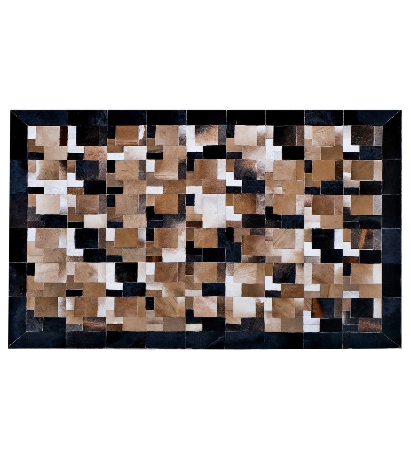 5x8 Handmade Natural Cowhide Rug / Real Hair-on Leather Patchwork Carpet / Home Decor Area Rug / Hallway or Door Runner / Interior Floor Rug