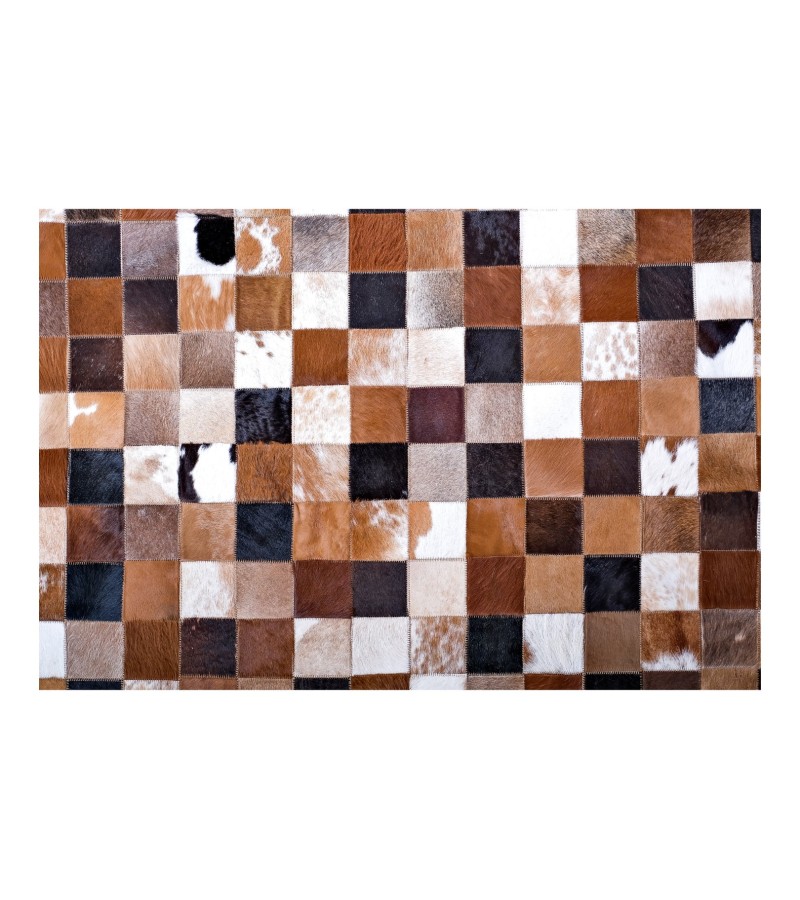 5'7x7'7 Handmade Natural Cowhide Rug /Real Hair-on Leather Patchwork Carpet /Home Decor Area Rug /Hallway or Door Runner /Interior Floor Rug