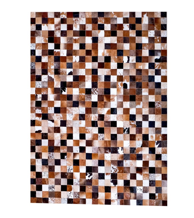 5'7x7'7 Handmade Natural Cowhide Rug /Real Hair-on Leather Patchwork Carpet /Home Decor Area Rug /Hallway or Door Runner /Interior Floor Rug