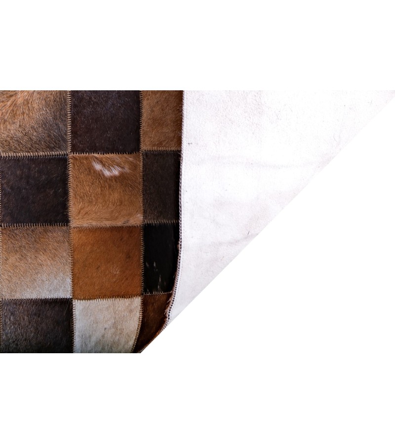 5'7x7'7 Handmade Natural Cowhide Rug /Real Hair-on Leather Patchwork Carpet /Home Decor Area Rug /Hallway or Door Runner /Interior Floor Rug