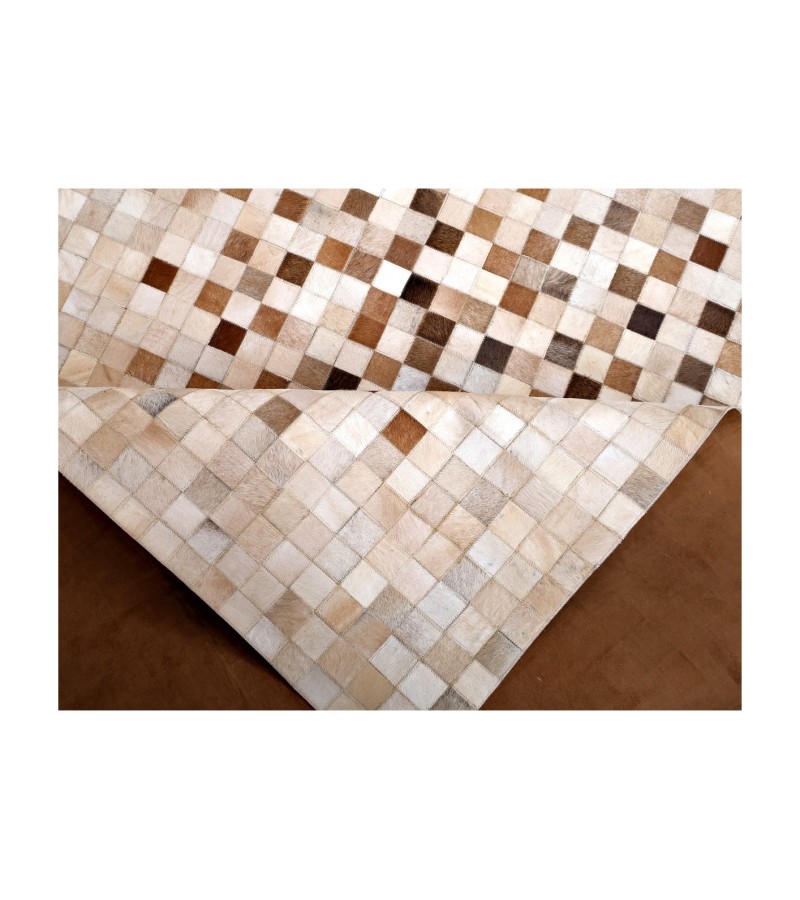5'3x8'6 Handmade Natural Cowhide Rug /Real Hair-on Leather Patchwork Carpet /Home Decor Area Rug /Hallway or Door Runner /Interior Floor Rug