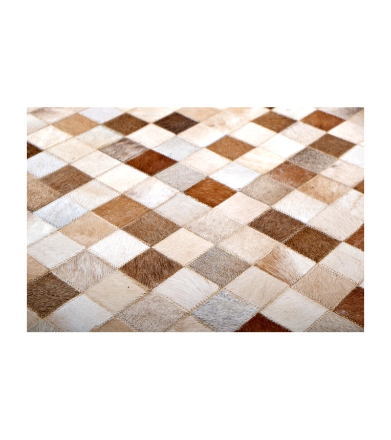 5'3x8'6 Handmade Natural Cowhide Rug /Real Hair-on Leather Patchwork Carpet /Home Decor Area Rug /Hallway or Door Runner /Interior Floor Rug