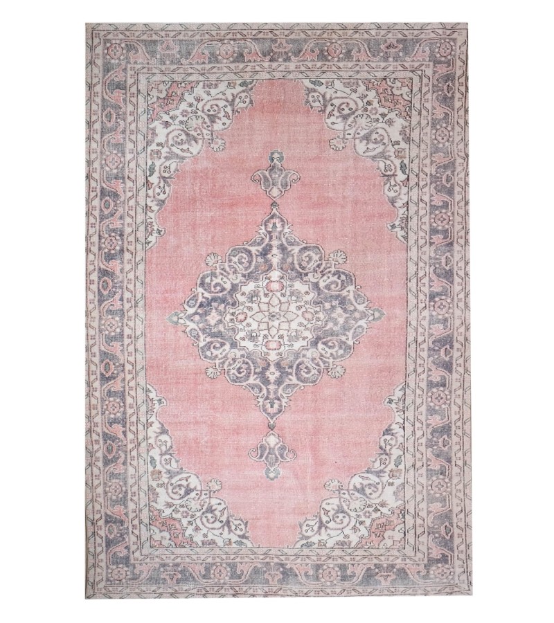 7x11 handmade wool rug , turkish vintage rug , 6'8'x10'9'' anatolian rug , living room rug , distressed rug , pastel color rug , 203x335 cm