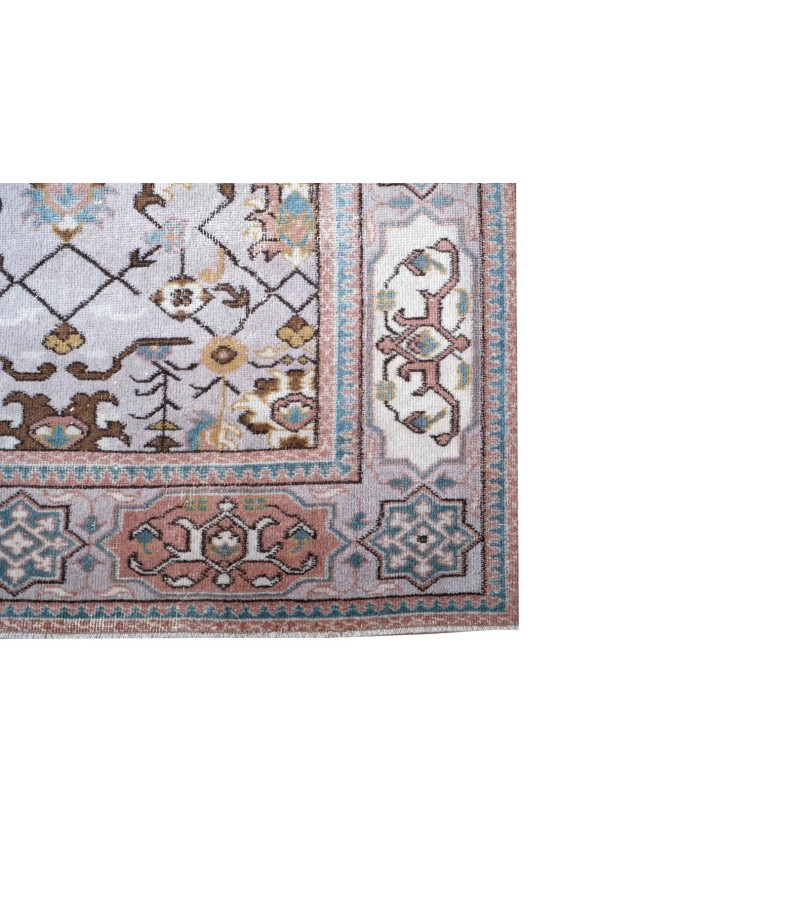 7x10 oversize oushak rug , 6'5x10'1 beige wool rug , antique living room rug , distressed rug , muted color rug , gift for her , 201x310 cm