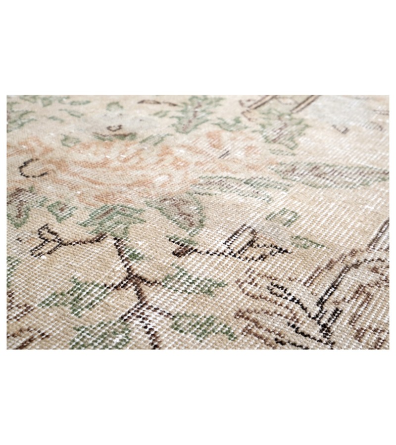 7x10 beige rug , madellion pattern rug , turkish distressed rug , handmade wool rug , 6'11x9'6 hand knotted rug , living room rug , 210x288