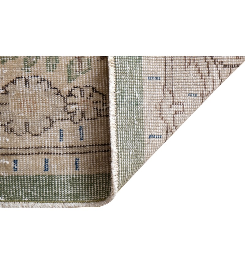 7x10 beige rug , madellion pattern rug , turkish distressed rug , handmade wool rug , 6'11x9'6 hand knotted rug , living room rug , 210x288