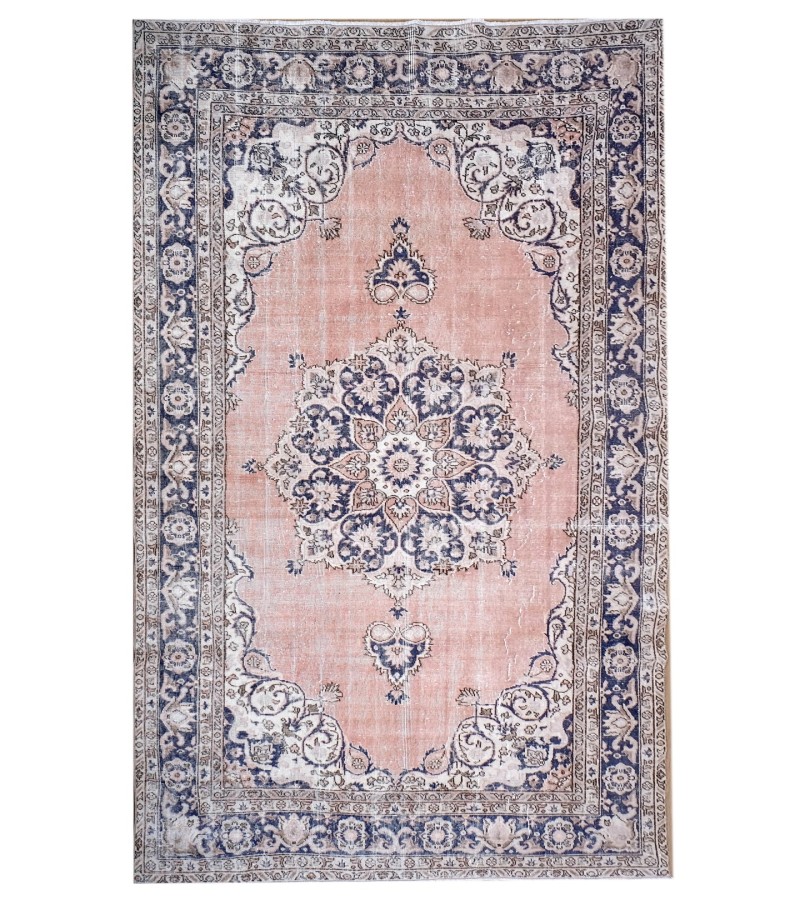 7x11 handmade wool rug , turkish vintage rug , 6'7'x10'8'' anatolian rug , living room rug , distressed rug , pastel color rug , 206x330 cm