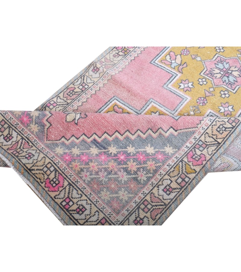 4x8 handmade wool rug , kicthen runner rug , turkish distressed rug , anatolian rug , hand knotted 60'old Rug , 126x249 cm