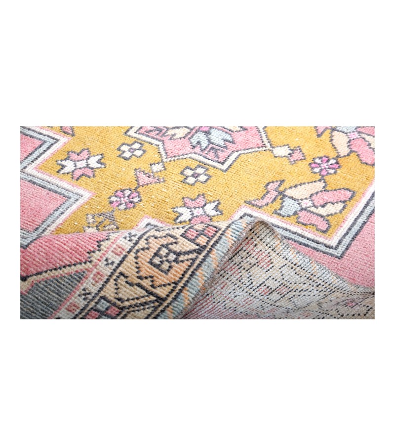 4x8 handmade wool rug , kicthen runner rug , turkish distressed rug , anatolian rug , hand knotted 60'old Rug , 126x249 cm