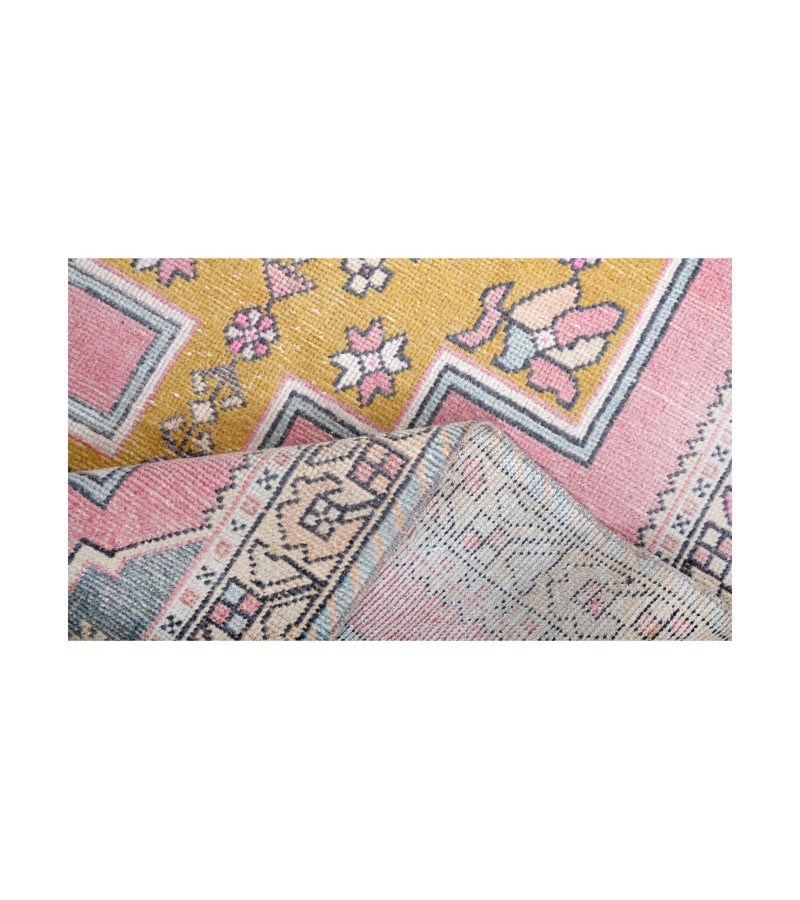 4x8 handmade wool rug , kicthen runner rug , turkish distressed rug , anatolian rug , hand knotted 60'old Rug , 126x249 cm