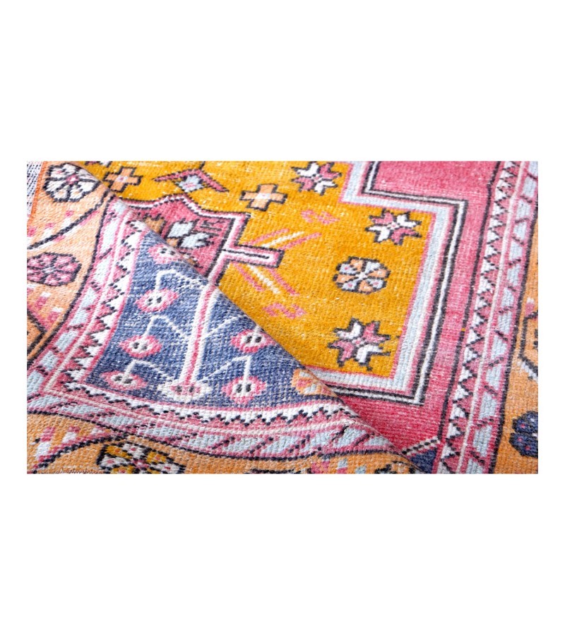 4x8 handmade wool rug , kicthen runner rug , turkish distressed rug , anatolian rug , hand knotted 60'old Rug , 123x250 cm