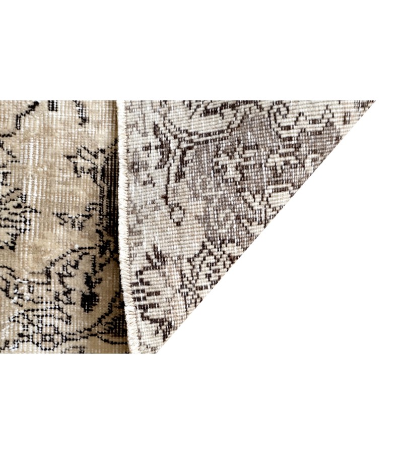 7x10 oversize oushak rug , 6'7x10'2 beige wool rug , antique living room rug , distressed rug , muted color rug , gift for her , 205x312 cm