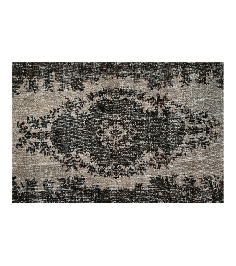 5'9x9'4 Feet , anthracite in Gray color Rug , 6x9 handmade Rug , Handmade Rug, Turkish Rug, Area Rug , Vintage Rug , Wool Rug , 175x282 cm