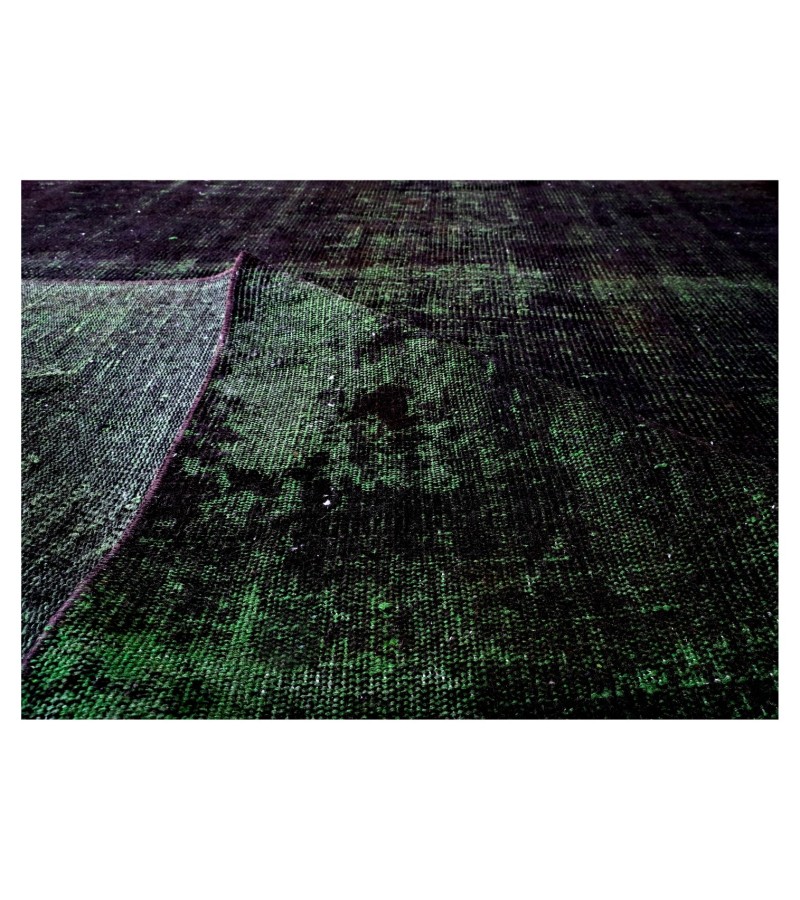 5x9 black in dark green wool rug , turkish handmade rug , distressed rug , 5'2x8'6 Rugs For Living Room ,Floor Rugs , Home Decor 156x258