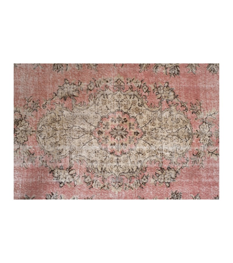 7x10 handmade wool rug , turkish vintage rug , 6'5'x9'11'' anatolian rug , living room rug , distressed rug , pastel color rug , 195x303 cm